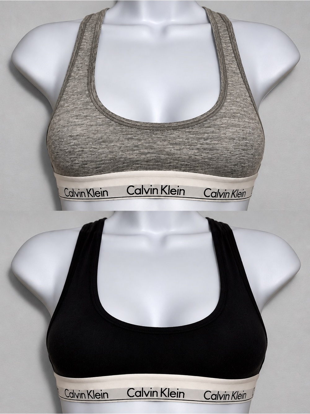 Calvin Klein Gray & Black Logo Sports Bra Set of 2 XS